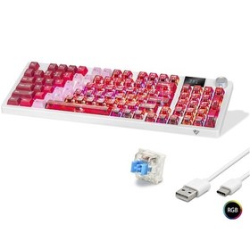 Resim Kablosuz Mekanik Klavye Rgb Blue Switch 95 Tuş - Kırmızı Beyaz Mf1705r 