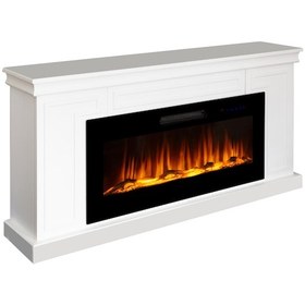 Resim Tektes Dekoratif Elektrikli Şömine Beyaz Kasalı 150 CM 8 Renkli Uygulamalı 
