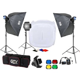 Resim Gdx BM400 3'lü Paraflaş Set + Çekim Çadırı 120x120cm 