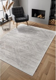 Resim Cosmos Cs008a Krem Halı Modern Detaylı Pamuk Taban Viskon Tozuaz Salon Yatak Odası Koridor Halısı-680 Krem 