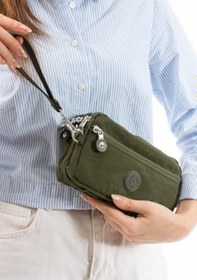 Resim Unisex Pratik Omuz Çantası, 3 Fermuarlı Çok Bölmeli El ve Bilek Modeli, Su İtici Kumaş, Ayarlanabilir Çıkarılabilir Uzun Askılı Günlük Çanta 20x11x5 cm 