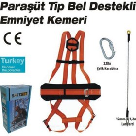 Resim BAKIR EXPRESS Paraşüt Tipi Emniyet Kemeri Bel Destekli, İş Güvenliği Kemeri 