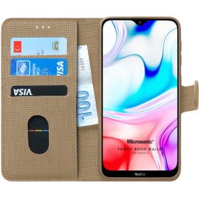 Resim Microsonic Redmi 8 Kılıf Fabric Book Wallet Gold 