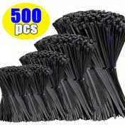 Resim 500 Adet Sağlam Otomatik Kilitli Kablo Bağı - Yüksek Esneklikli Naylon, Su Geçirmez ve Kaydırmaz, 5 Boyut (10.16 cm, 15.24 cm, 20.32 cm, 25.4 cm), Dış Mekan, Bahçe, Ev, Ofis ve Endüstriyel Kablolama için Kordon Tutucu 
