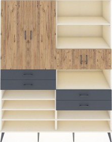 Resim Kronos Gardrop 11 Raflı 4 Çekmeceli 4 Kapaklı 176x59x221 Aytaşı-çam/antrasit Çam/antrasit 