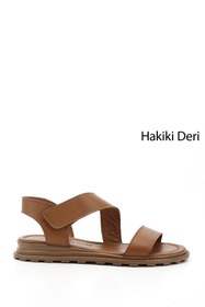 Resim Gönderi(r) Kadın Taba Antik Cırt Bantlı Hakiki Deri Sandalet 