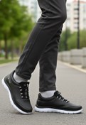 Resim WALKWAY Siyah-Beyaz Hafif Erkek Spor Ayakkabı Flexible Pu M 