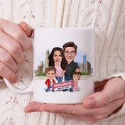 Resim Kız ve Erkek Çocuklu Harika Aile Karikatürlü Kupa Bardak 