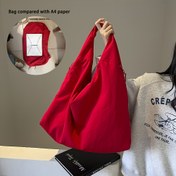 Resim Kadınlar için Ekstra Büyük Kapasiteli Japon Tarzı Rahat Tote Çanta, Yeni Trendy Çok Yönlü Koltuk Altı Çantası, Düz Renkli İşe Giderken Kullanılan Omuz Çantası 
