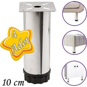 Resim 4 Adet Metal Ayarlanabilir 10 Cm Krom Destek Ayağı Mobilya Kanepe Baza Koltuk Dolap Sehpa Tv Ünitesi Ayağı 