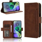 Resim Motorola Moto G54 5g Kılıfı Deri Cüzdan Kapak Manyetik Kapanış Ayarlanabilir Çıkarılabilir Kartlık 