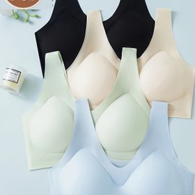 Resim 4 adet Kadınlar için No Underwire Tam Kapsama Sütyenleri - Çıkarılabilir Pedlerle Nefes Alabilen Dikişsiz Fileli Atletler, Orta Destekli Hafif Rahat Kıyafetler, Yaz Nefes Alabilen Görünmez Askılı Tasarım, Rahat İç Giyim, Şık İç Giyim Tasarımı, Esnek İç Giyim 