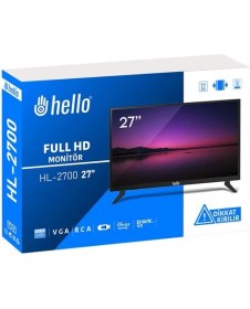 Resim Hello HL-2700 27'' Audio In-Rca-Vga-Hdmı-Usb 12 Volt Adaptörlü Full Hd LED Monitör 