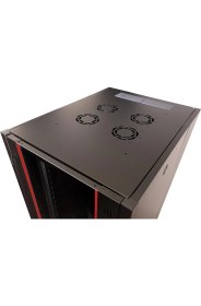 Resim Lande 32U 600X800 Hyperline Dikili Tip Rack Kabinet (Siyah) (Ön Cam Kapak / Tekerlekli) 