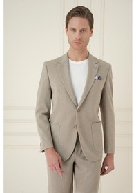 Resim Efor Slim Fit Mono Yaka Çift Yırtmaç Torba Cep Casual Bej Ceket C 698 Bej 