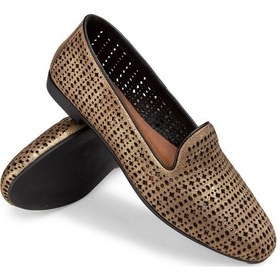 Resim Deery Hakiki Süet Altın Rengi Simli Lazer Kesim Kadın Babet - E3208zaltc02 Altın 