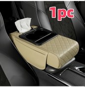 Resim Dashanshop 1/2 Parça Lüks Pupu Deri Pu Konsol Aksesuarı Krem Kupa Tutuculu Mendillik 