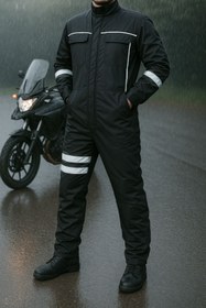 Resim DRC Outdoor Su Rüzgar Geçirmez Reflektörlü Ekstra Elyaf Takviyeli Motorcu Tulumu 