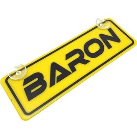 Resim Baron Yazılı Sarı Dekor Plaka Vantuzlu Cam Süsü 