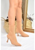Resim Fox Shoes Camel Triko Ince Topuklu Kadın Bot L799593257 