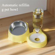 Resim Kediler ve Köpekler için 2'si 1 Arada Paslanmaz Çelik Otomatik Yerçekimi Besleme Kabı - Dökülmeye Karşı Korunaklı Yiyecek & Su Dağıtıcılar Kolay Temizlenebilir Tasarımıyla, Dayanıklı Yükseklikte Beslenme Kapları Hidrasyon & Yemek Zamanı İçin 