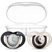 Resim Mamajoo Ortodontik Black & Pearl Desenli İkili Gece & Gündüz Saklama ve Sterilizasyon Kutulu 12Ay+ Emzik 