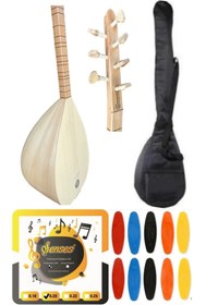 Resim şenses müzik market 38 Tekne Ihlamur Ağacı Karahan Uzun Sap Bağlama - Kılıf - Tel - Tezene 4'lü Set 