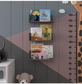 Resim Çocuk Odası Raf / Kitaplık Çr-03 Antrasit Antrasit 