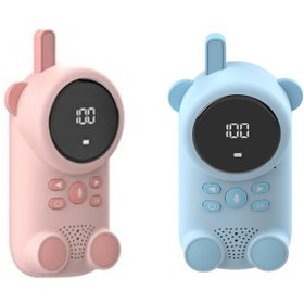 Resim Pembe Ve Mavi Walkie-Talkie 2 li Çocuk Telsizi 3 KM Menzilli Kablosuz Dijital Ekranlı Şarjlı 400mah Batarya 