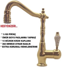 Resim Class Armatür Banyo Lavabo Kısa Altın Batarya 