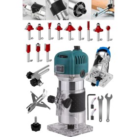 Resim Stilmax Germany 3000 Watt 6 Kademe Devir Ayarlı Formika Traşlama Freze Makinesi 6 mm + 12 Adet Uç 
