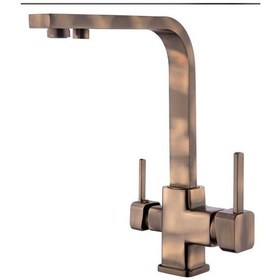 Resim İsaoğlu Yapı Antik Gold Arıtmalı Mutfak Bataryası Kare Tasarım Armatür Arıtıcılı Batarya Gold 