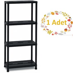 Resim 4 Katlı Plastik Raf Sistemi Bahçe Balon Rafı 138 60 30 Siyah 