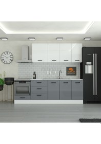 Resim 250 Cm Mutfak Dolabı Mdf Kapak Tezgah Dahil Yrkn250 98 Gri 