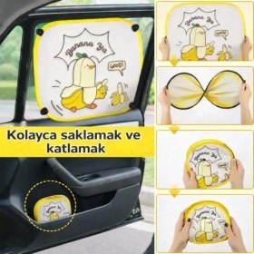 Resim Cekar Store Sarı Beyaz Bananalı Oto Yan Cam Perdesi, Araba Ön Cam Perdesi, Otomobil Yan Cam Güneşliği, Oto Güneşlik Perde 2 Adet 