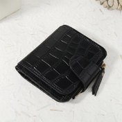 Resim Şık ve Basit Kadın Üç Katlı Cüzdan - Çıtçıt Kapatmalı, Çoklu Kart Yuvası & Naylon Astarlı - Seyahat için Kompakt Taşınabilir Tasarım, Günlük Kullanım (Düz Renk), Dokulu Yüzeyli Seyahat Aksesuarı 