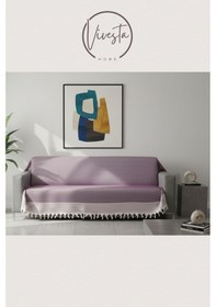 Resim Pamuklu Koltuk Örtüsü 180 210 Cm Leke Tutmaz, Dayanıklı, Modern Tasarım Mürdüm 