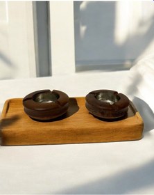 Resim Ahşap Kahve Rengi İçi Çelik Dekoratif Küllük 