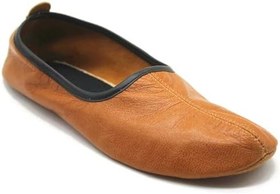 Resim Erkek Kapalı Deri Terlik Antik Tan Geleneksel Babouche Ev Ayakkabıları Yalınayak Moccasin 