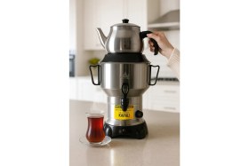 Resim Armağan Çaycı & Elektrikli Çay Semaveri - 4,5 Litre - Gizli Rezistans - 430 Kalite Paslanmaz Çelik 