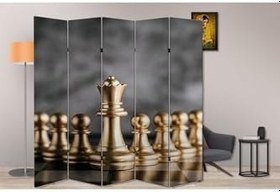 Resim Satranç Temalı Özel Tasarım Paravan Room Divider Oda Bölücü PRVN-1318-1, 220 x 180 
