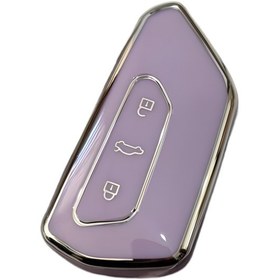Resim Autohan Keys Nano Anahtar Kılıfı Golf 8, Caddy, Leon Cupra, Formentor İçin Uyumlu, Lila Gümüş Renk 