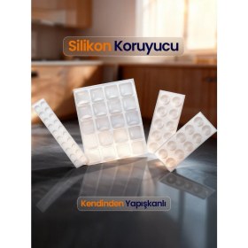 Resim Bloom Picks 60 Adet Şeffaf Silikon Tampon Ped Seti 3 Boy Kendinden Yapışkanlı Çarpma Önleyici Sessiz Duvar Kapak Koruma 