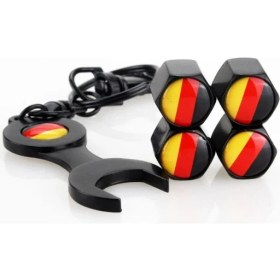 Resim Xiyu Shop Siyah Stil 4 Adet Almanya Bayrağı Logosu Tekerlek Vana Kaynaklanıyor Bmw X1 X3 X5 Için Kapaklar ve Anahtar Dekorasyon 1 Serisi 3 Serisi 5 Serisi 7 Serisi M Serisi (Yurt Dışından) 