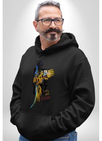 Resim Özgür Doğmuş Yükseklerden Ucalım Kadın Erkek Siyah Kapüşonlu Sweatshirt Hoodie Siyah 