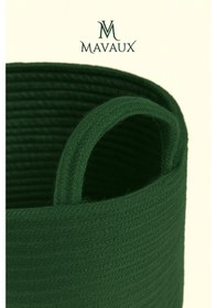 Resim Mavaux Çok Amaçlı, 30cm-30cm Orta Boy, Yanları Saplı, Jüt, Hasır, Dokuma Sepet, Düzenleyici Organizer Yeşil 
