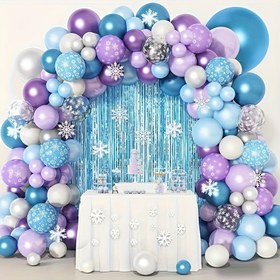 Resim 104 adet Balon Kiti Kış Temalı Kar Partisi Kış Doğum Günü Parti Süsleme Festivali Süsleme Cinsiyet Açıklama Yıldönümü Mezuniyet Töreni ve Diğer Kapalı Açık Hava Süsleme 