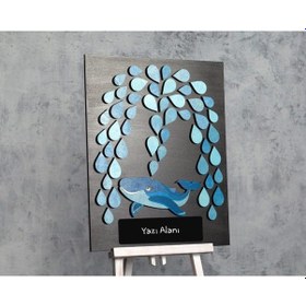 Resim Hdrlazerdizayn 3 Boyutlu Sevimli Balina Figürlü,Ahşap Hatıra Defteri Pano Çok Renkli 