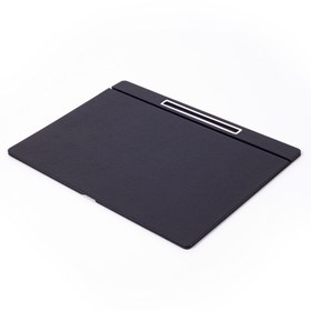 Resim Deri Kapaklı Masa Sümeni Siyah Krom Detaylı 50x35cm 