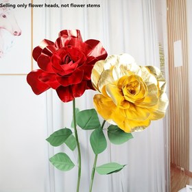 Resim 1 adet Dev Gülü Baş - 30/40/50cm, Parti Dekoru, Düğün Düzenlemesi ve Moda Sahte Çiçek Ekranı için Canlı Kırmızıdan Altın Gradyan Yapay Gülü, Etkinlik Dekoru | Canlı Yapay Çiçek | Polyester Guller 